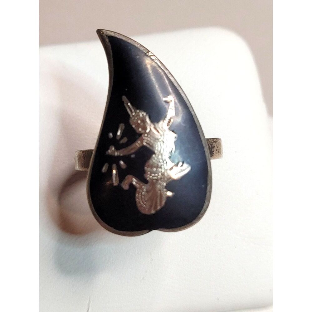 Siam Sterling Silver Niello Ring ~ Size 6 3/4